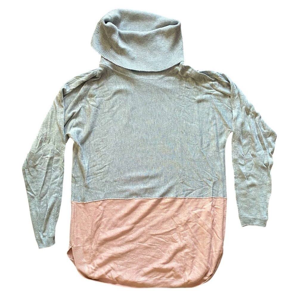 Cleo Gray Pink Turtleneck Tunic Sweater XS